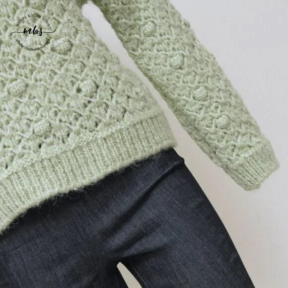 Mango Openwork‎ Cable Knit Cropped Sweater Green Women Size S - Picture 12 of 14